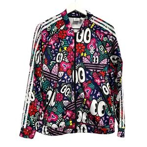 Adidas Originals Track Jacket Womens Large Multicolor Full Zip Floral Eyes